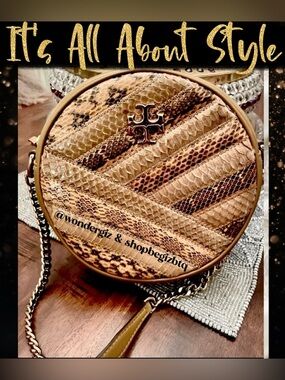 Tory Burch Authentic Tory Burch Kira Chevron Snakeskin Circle Bag EUC